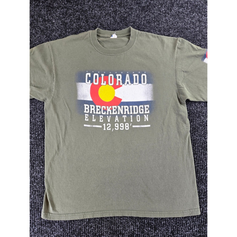 Colorado Breckenridge Elevation 12998 Graphic T-Shirt Mens Olive Green L